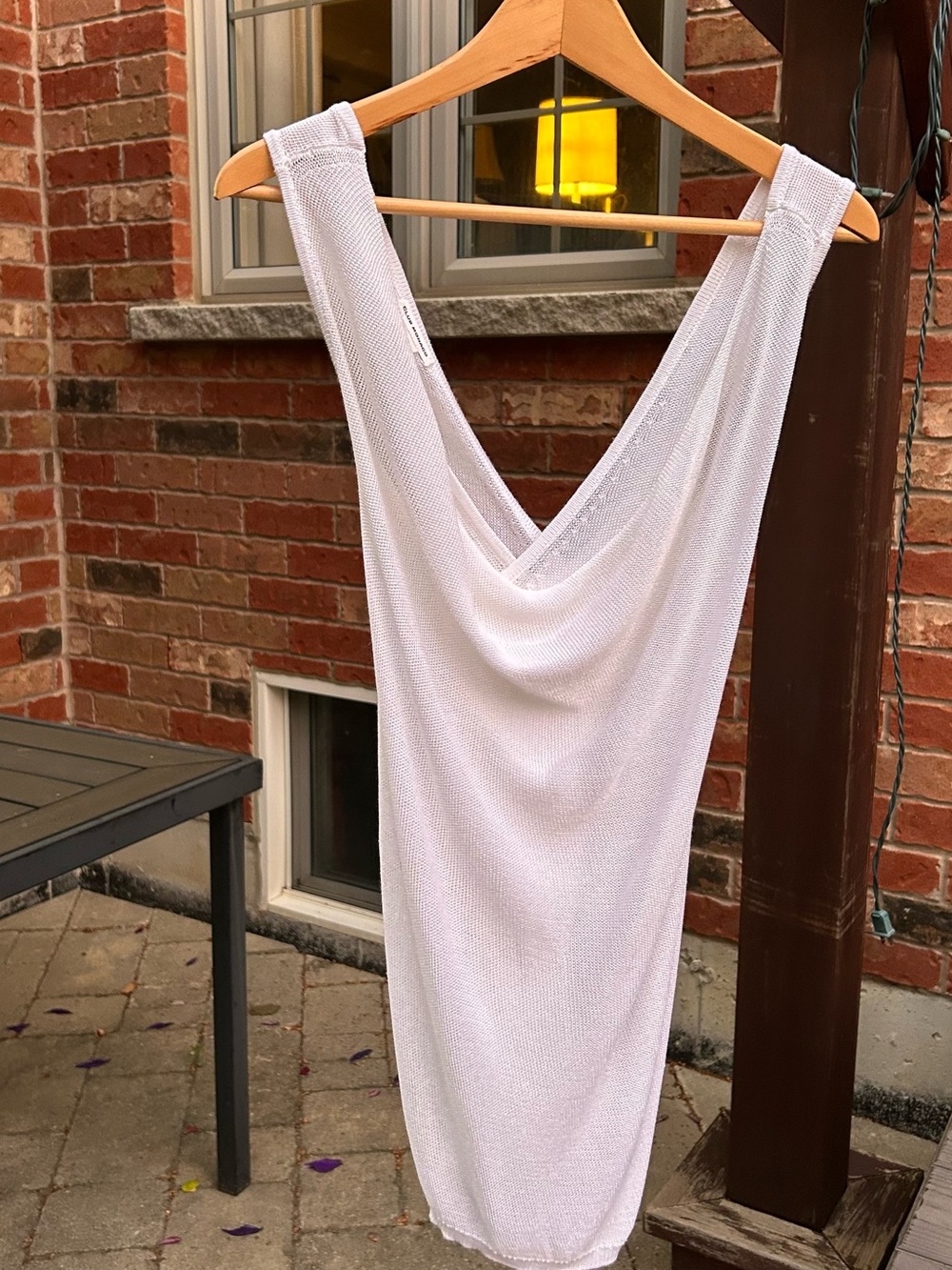 Club Monaco White Draped Knit Tank